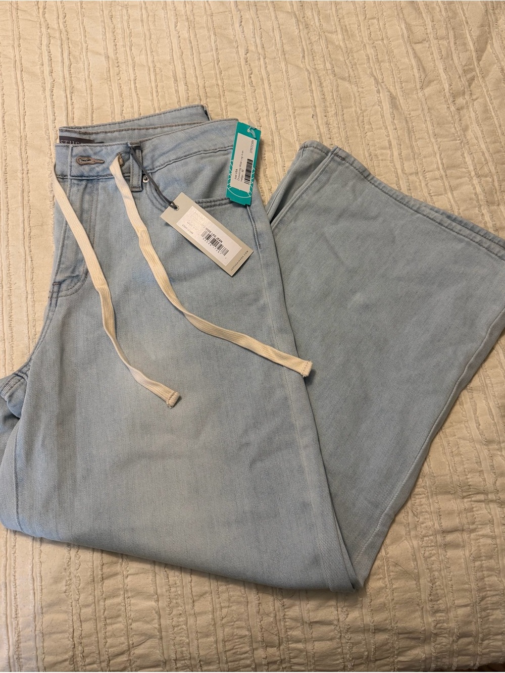 Just USA Light Blue Boyfriend Jeans with Drawstring Waist